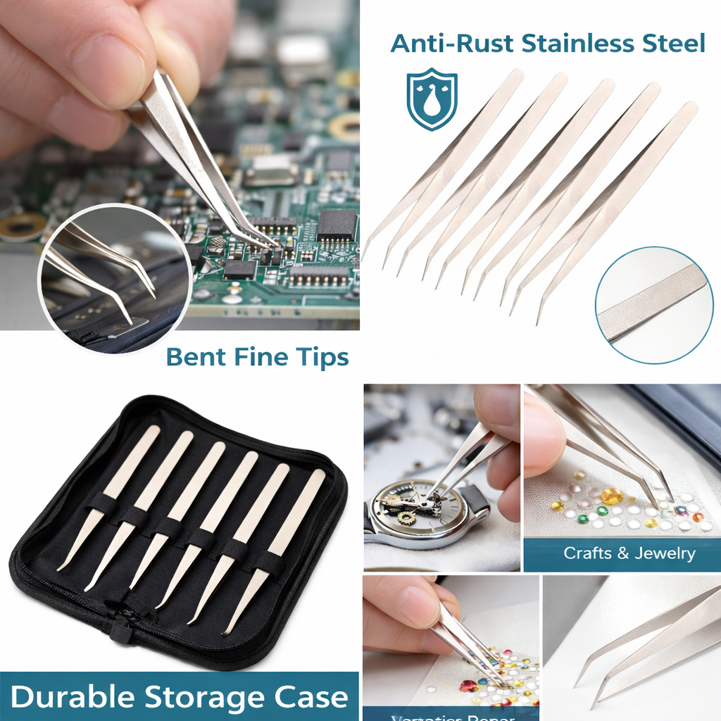 LYSOO 5PCS Tweezers Chimti Set for Sewing Machine – Thread Picking, Needle Handling, Craft, Embroidery & Tailoring Tools - Image 2