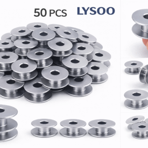 LYSOO 50PCS Aluminium Bobbins for juki machine – Industrial Metal Bobbin Set for Smooth Stitching & Thread Control